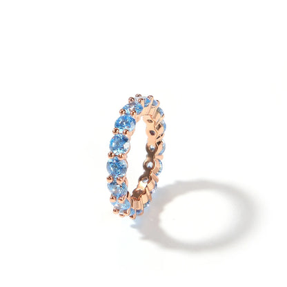 4mm AAA Iced Out Baby Blue CZ Rings For Men And Women