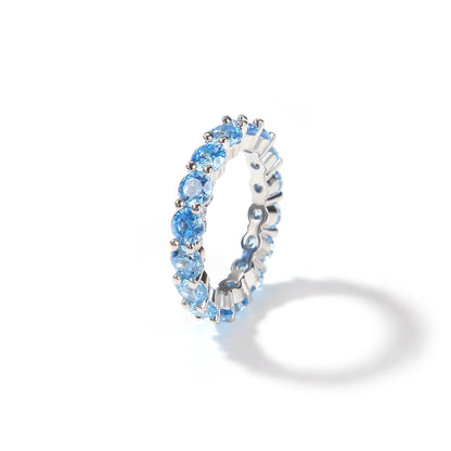 4mm AAA Iced Out Baby Blue CZ Rings For Men And Women