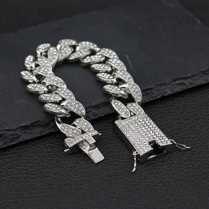 20mm Hip Hop Cuban Link Necklace, Watch, Bracelet for Women and Men