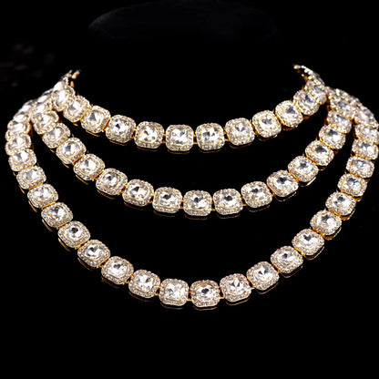 Luxury Paved Crystal Heart Cuban Necklace for Women