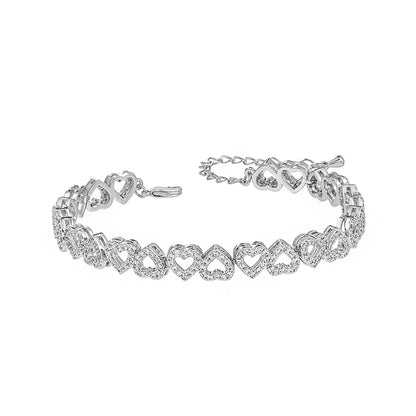 Plated Shiny Cubic Zirconia Heart Bracelets for Women