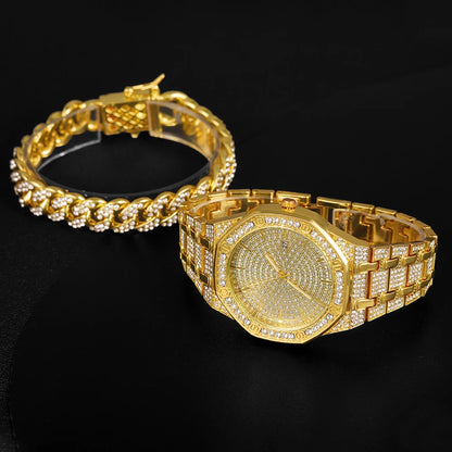 Luxury Iced Out Brand Watch With Bracelet for Men