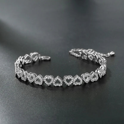 Plated Shiny Cubic Zirconia Heart Bracelets for Women