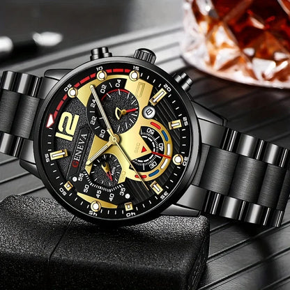 Fashion Men Stainless Steel Watch and Bracelet