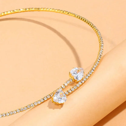 Fashion Rhinestone Heart Collar Choker Necklace for Women