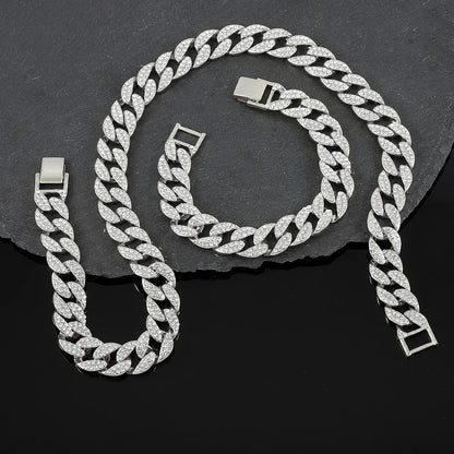 Miami Cuban Iced Out Link Bracelet and Necklace for Men