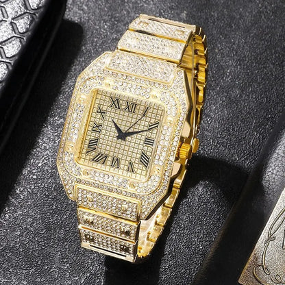 Hip Hop Iced Out Chain, Watch, Bracelet Set For Men