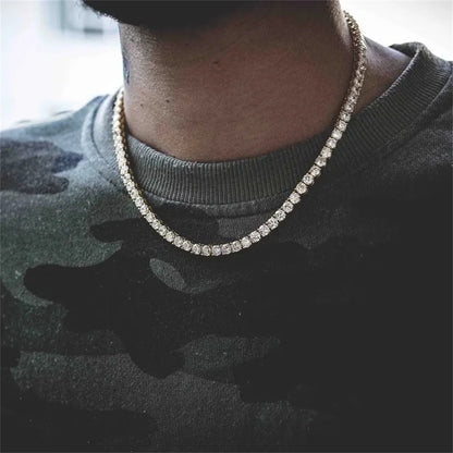 4mm Hip Hop Zircon Crystal Necklace For Men