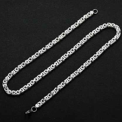 New Arrival  Titanium Steel Flat Imperial Necklace and Bracelet