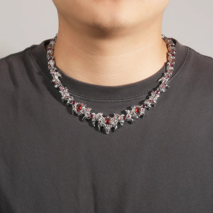 Iced Out Silver Color Red Eyes Necklaces For Men