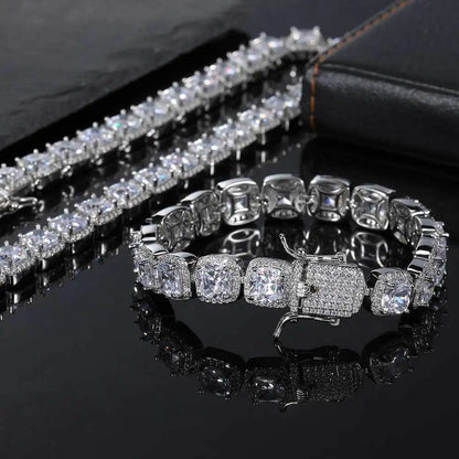 10/12mm Square Luxury Bubble Clustered Hip Hop Iced Out Bracelet for Men