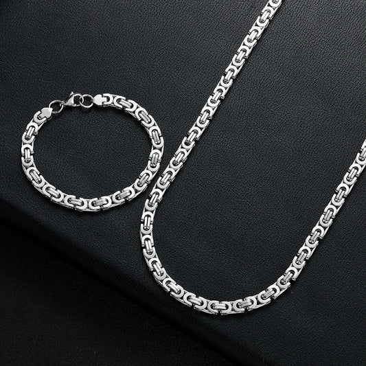 New Arrival  Titanium Steel Flat Imperial Necklace and Bracelet