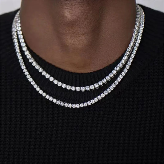 4mm Hip Hop Zircon Crystal Necklace For Men