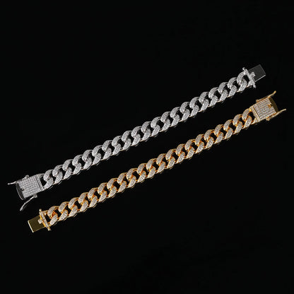 Full Shiny Iced Out Cuban Link Bracelet For Men