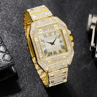 Hip Hop Iced Out Chain, Watch, Bracelet Set For Men