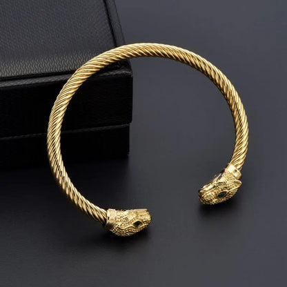 New Fashion Leopard Head Stainless Steel Cuff for Men