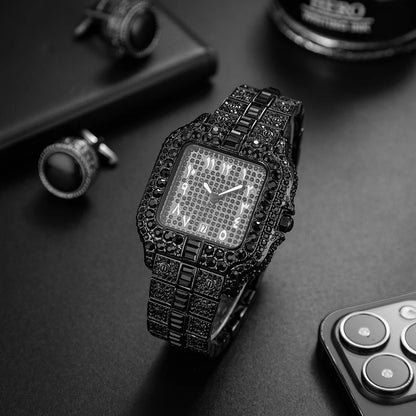 Full Black Iced Out Diamond Men's Watches