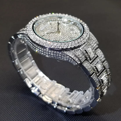 MISSFOX Luxury Shiny Diamond Watch For Men