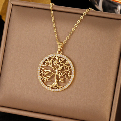 Classic Fashion Hollow Inlaid Zirconia Necklace for Women