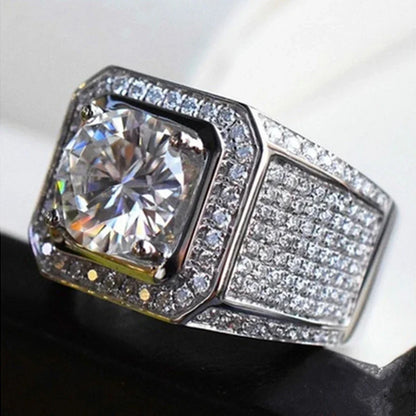 White Full Crystal Ring Iced Out For Men