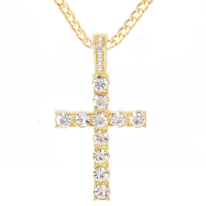 Hip Hop 4mm Cross Pendant Iced out Bling Chain for Men