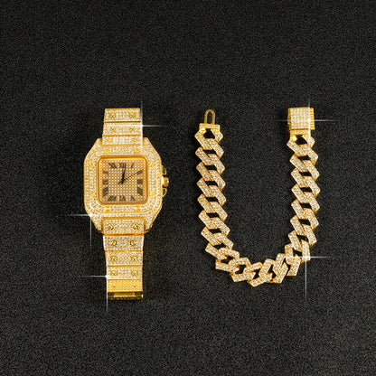 High Quaility Iced Out Bracelet and Watch Set