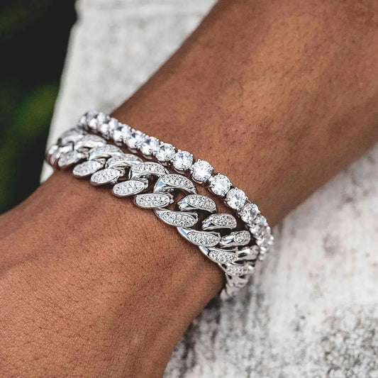 Full Shiny Iced Out Cuban Link Bracelet For Men