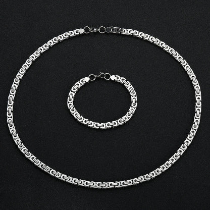 New Arrival  Titanium Steel Flat Imperial Necklace and Bracelet