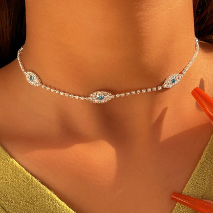 NEW Evil Eye Tennis Choker Rhinestone Necklace for Women