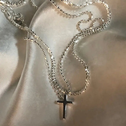 Trendy Silver Cross Sparkling Clavicle Chain