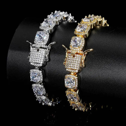 10/12mm Square Luxury Bubble Clustered Hip Hop Iced Out Bracelet for Men