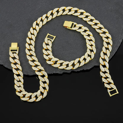 Miami Cuban Iced Out Link Bracelet and Necklace for Men