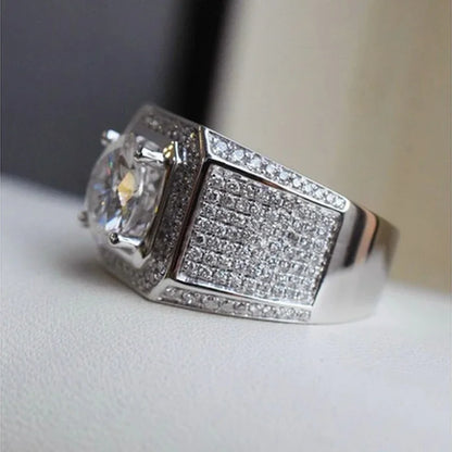 White Full Crystal Ring Iced Out For Men