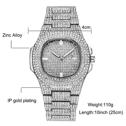 HipHop Watch, Necklace, Bracelet Bling AAA+ Iced Out Set