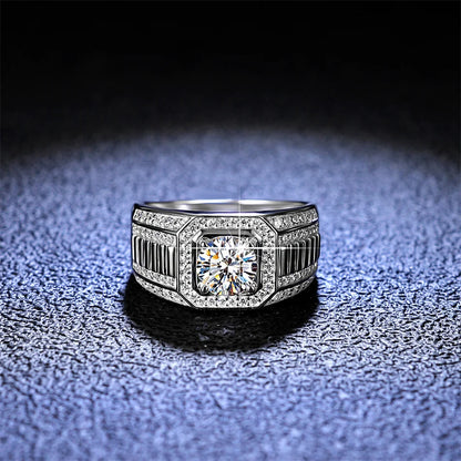 1 Carat Moissanite S925 Sterling Silver Luxury Full Diamond Ring For Men