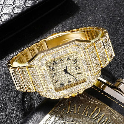 Hip Hop Iced Out Chain, Watch, Bracelet Set For Men