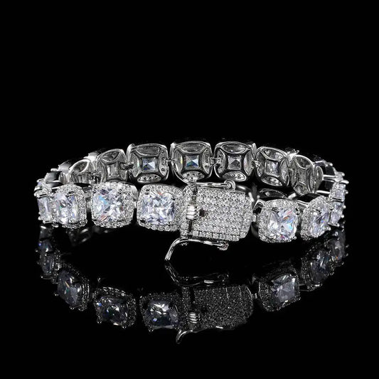 10/12mm Square Luxury Bubble Clustered Hip Hop Iced Out Bracelet for Men