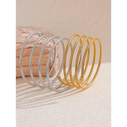 Stainless Steel Metal Layered Bracelet Bangle for Women