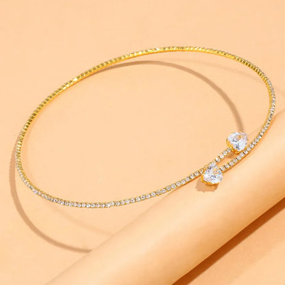 Fashion Rhinestone Heart Collar Choker Necklace for Women