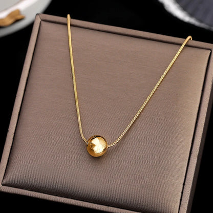 Classic Simple Ball Pendant Titanium Steel Necklace For Woman