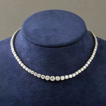 Full Moissanite Tennis Necklace 925 Sterling Silver For Women