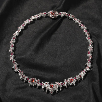 Iced Out Silver Color Red Eyes Necklaces For Men