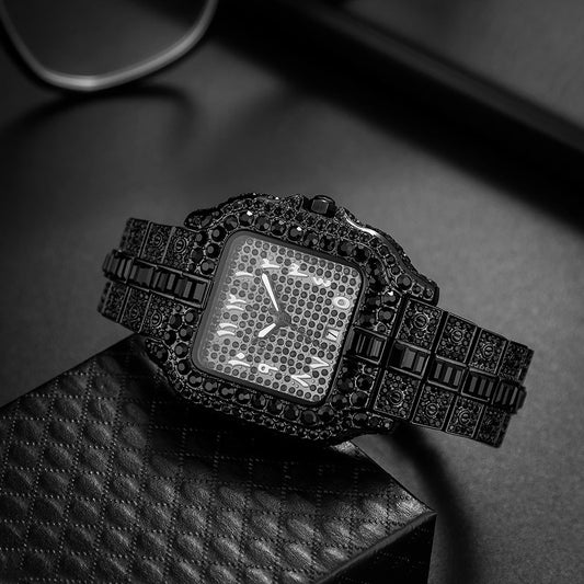 Full Black Iced Out Diamond Men's Watches