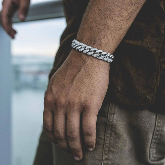 Full Shiny Iced Out Cuban Link Bracelet For Men