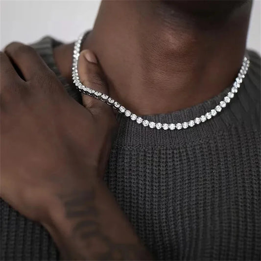 4mm Hip Hop Zircon Crystal Necklace For Men