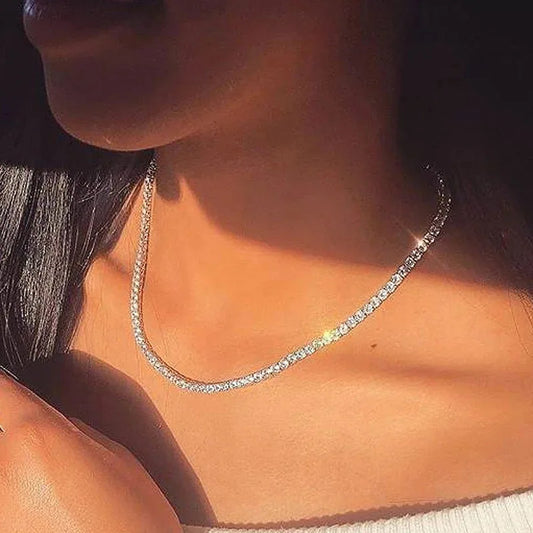 Iced Out Tennis Chain Necklace For Women